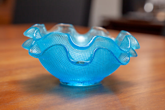 Vintage Italian Mid Century Modern Colony Glass Ruffled Bowl