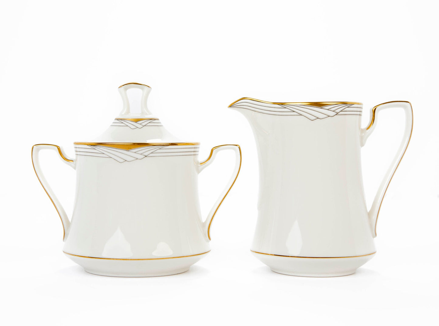 Vintage Mid Century Modern Noritake Golden Cove China Sugar Bowl and Creamer