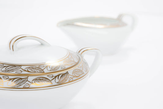 Vintage Mid Century Modern Noritake Greta China Sugar Bowl and Creamer