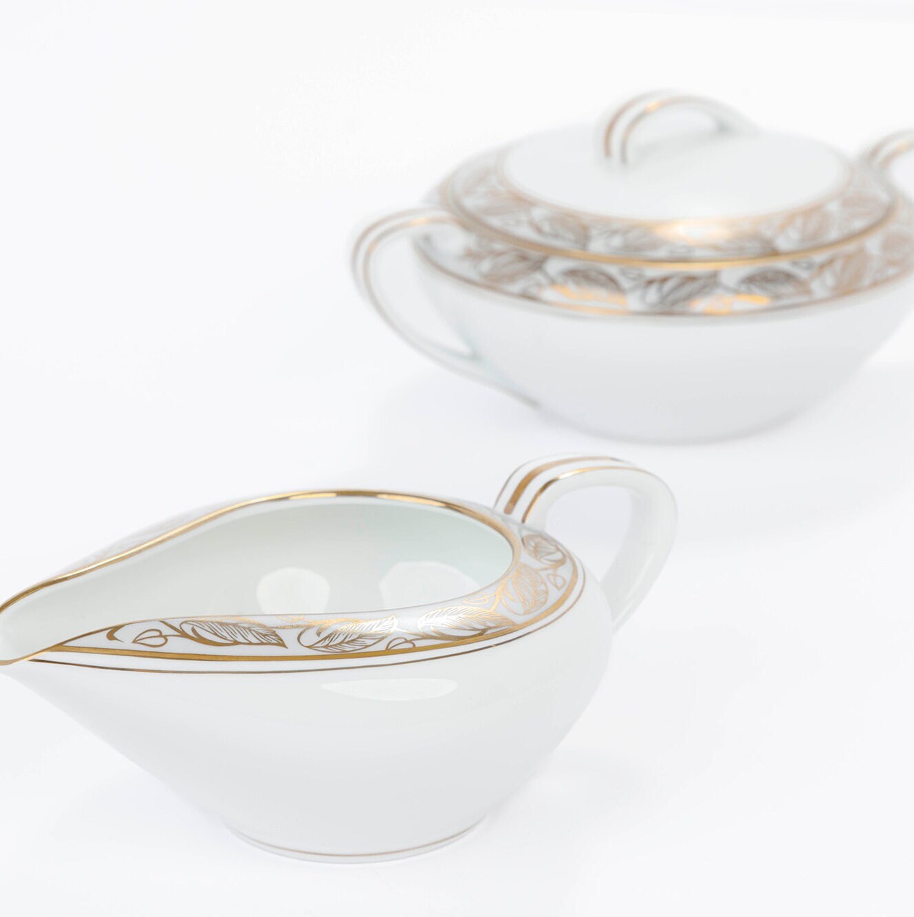 Vintage Mid Century Modern Noritake Greta China Sugar Bowl and Creamer