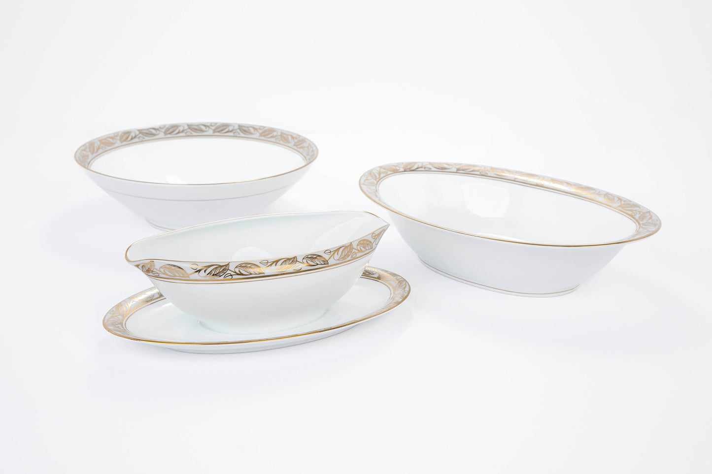 Vintage Mid Century Modern Noritake Greta China Serving Bowls and Gravy Boat