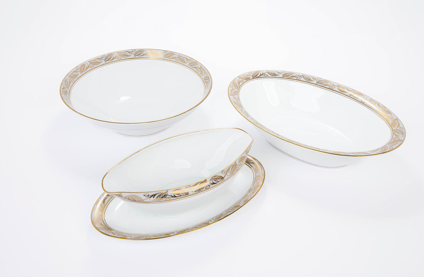 Vintage Mid Century Modern Noritake Greta China Serving Bowls and Gravy Boat
