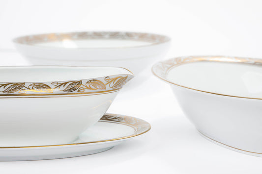 Vintage Mid Century Modern Noritake Greta China Serving Bowls and Gravy Boat