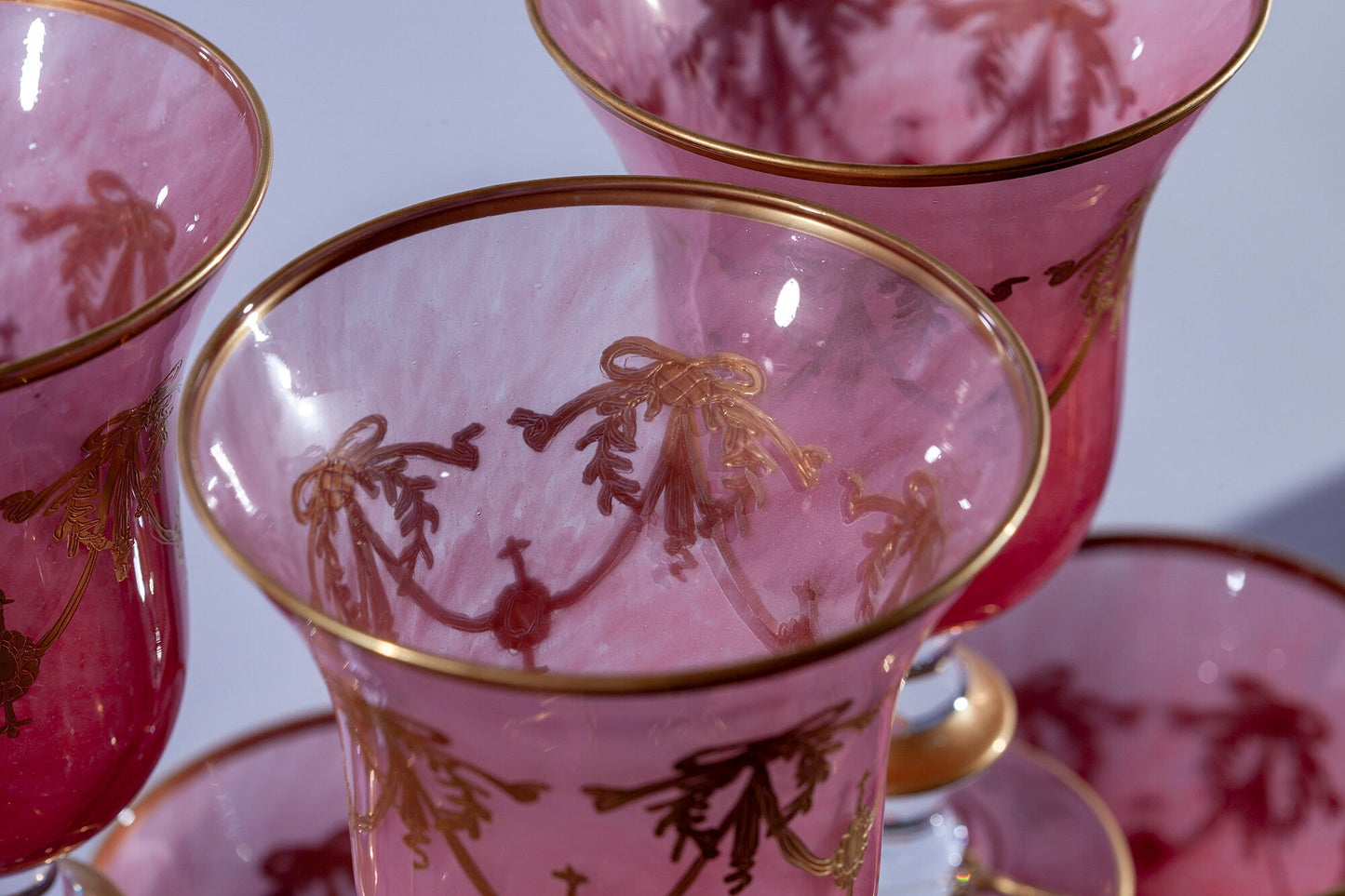 Vintage Arte Italica Pink Water Goblets (Set of 8)