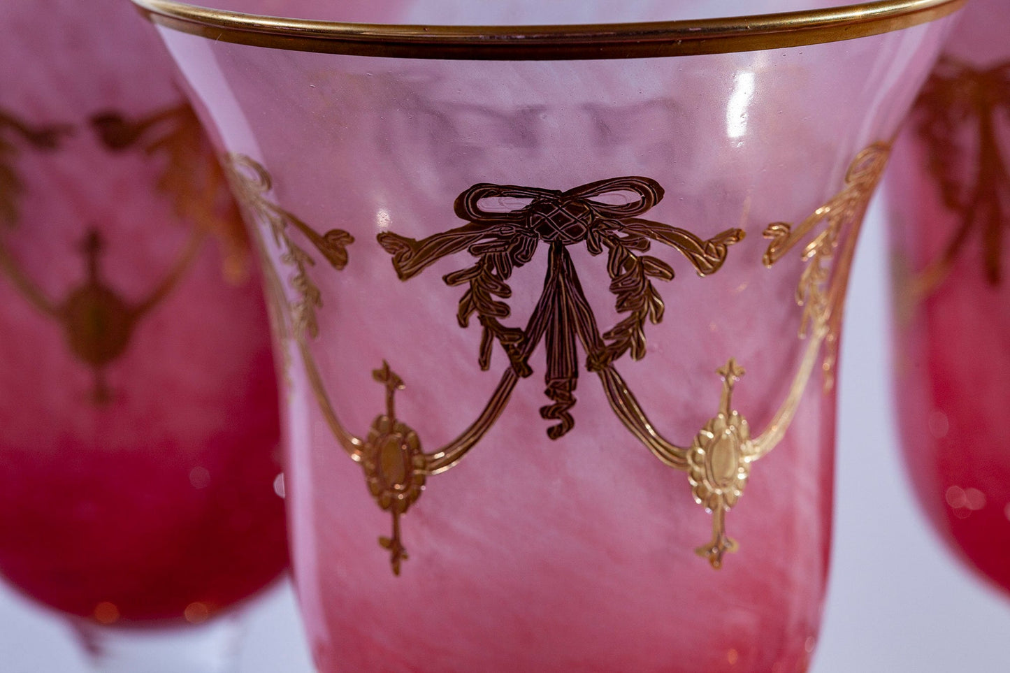 Vintage Arte Italica Pink Water Goblets (Set of 8)