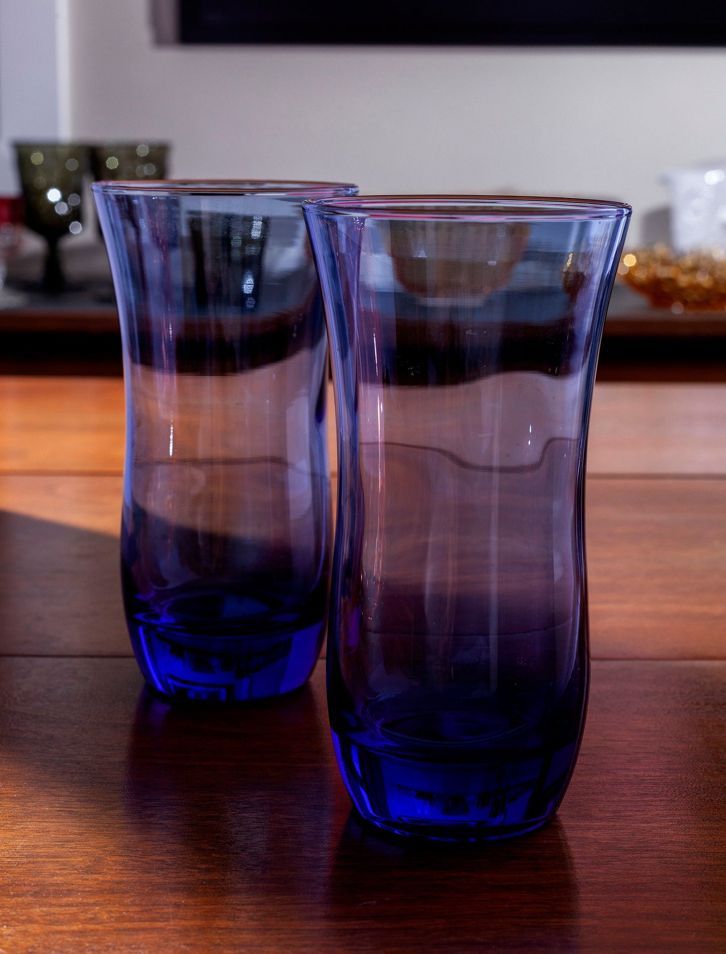 Vintage Libbey Glass Co. Blue Flat Tumblers (Set of 2)
