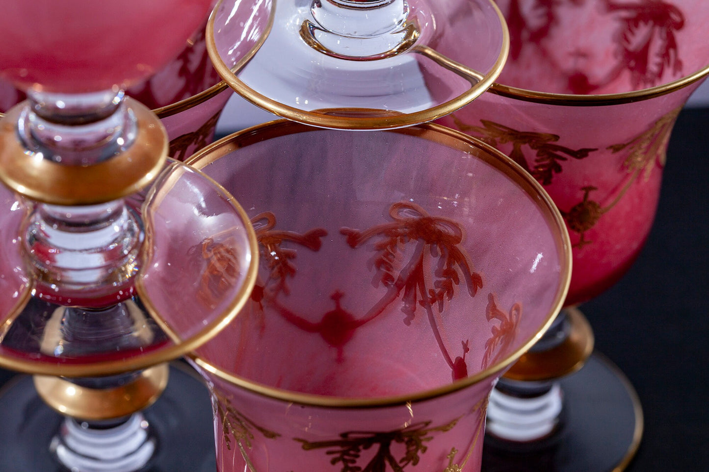 Vintage Arte Italica Pink Water Goblets (Set of 8)