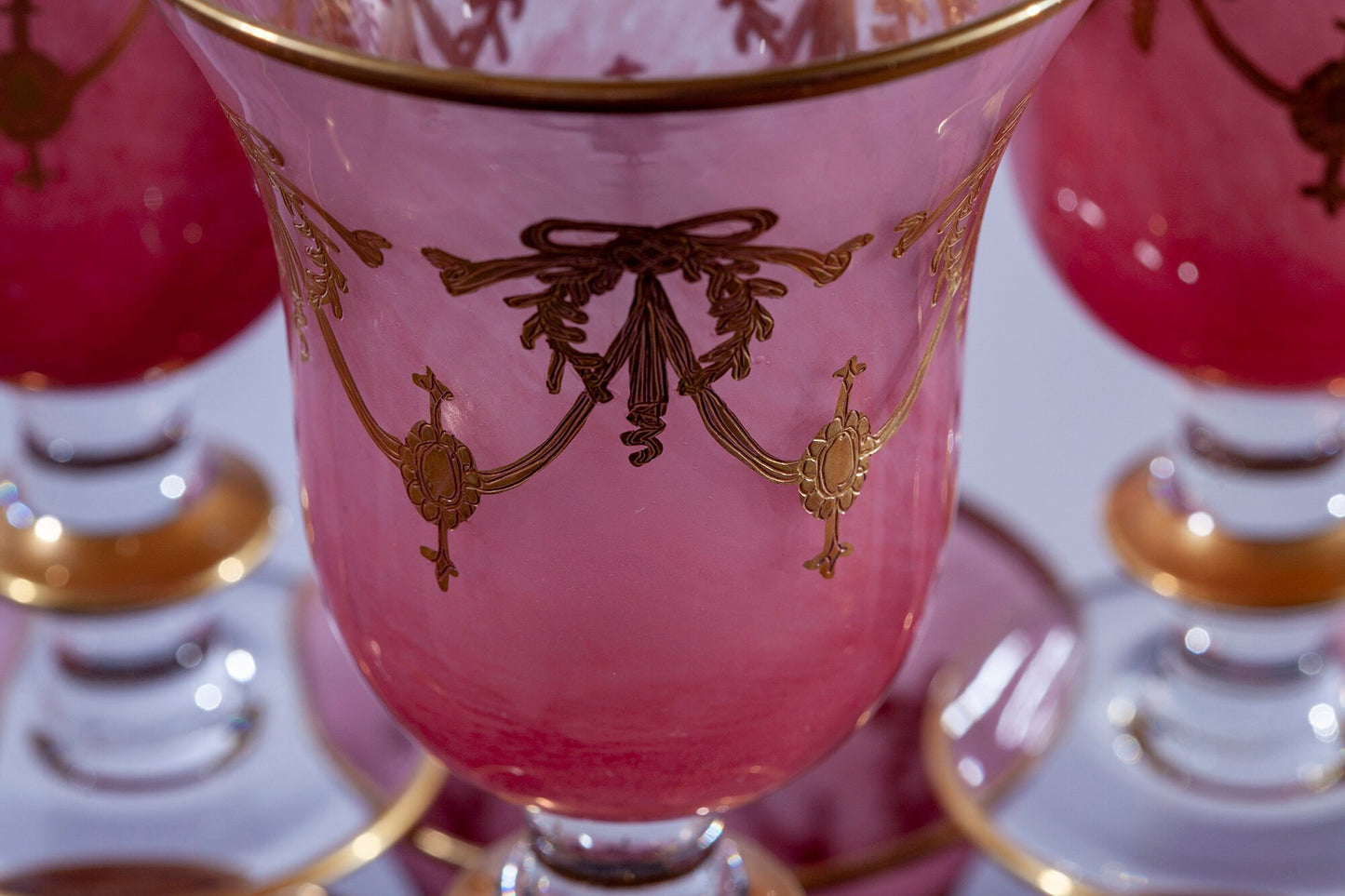 Vintage Arte Italica Pink Water Goblets (Set of 8)