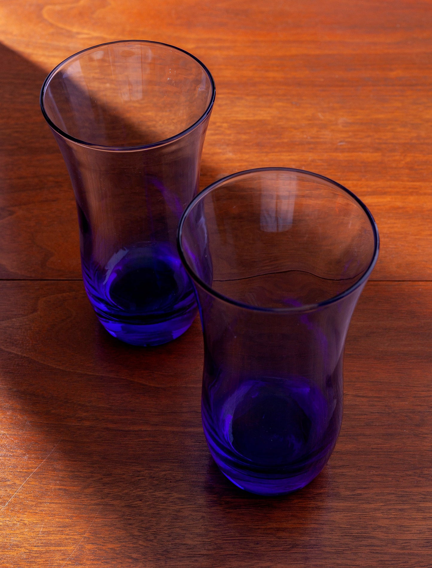 Vintage Libbey Glass Co. Blue Flat Tumblers (Set of 2)