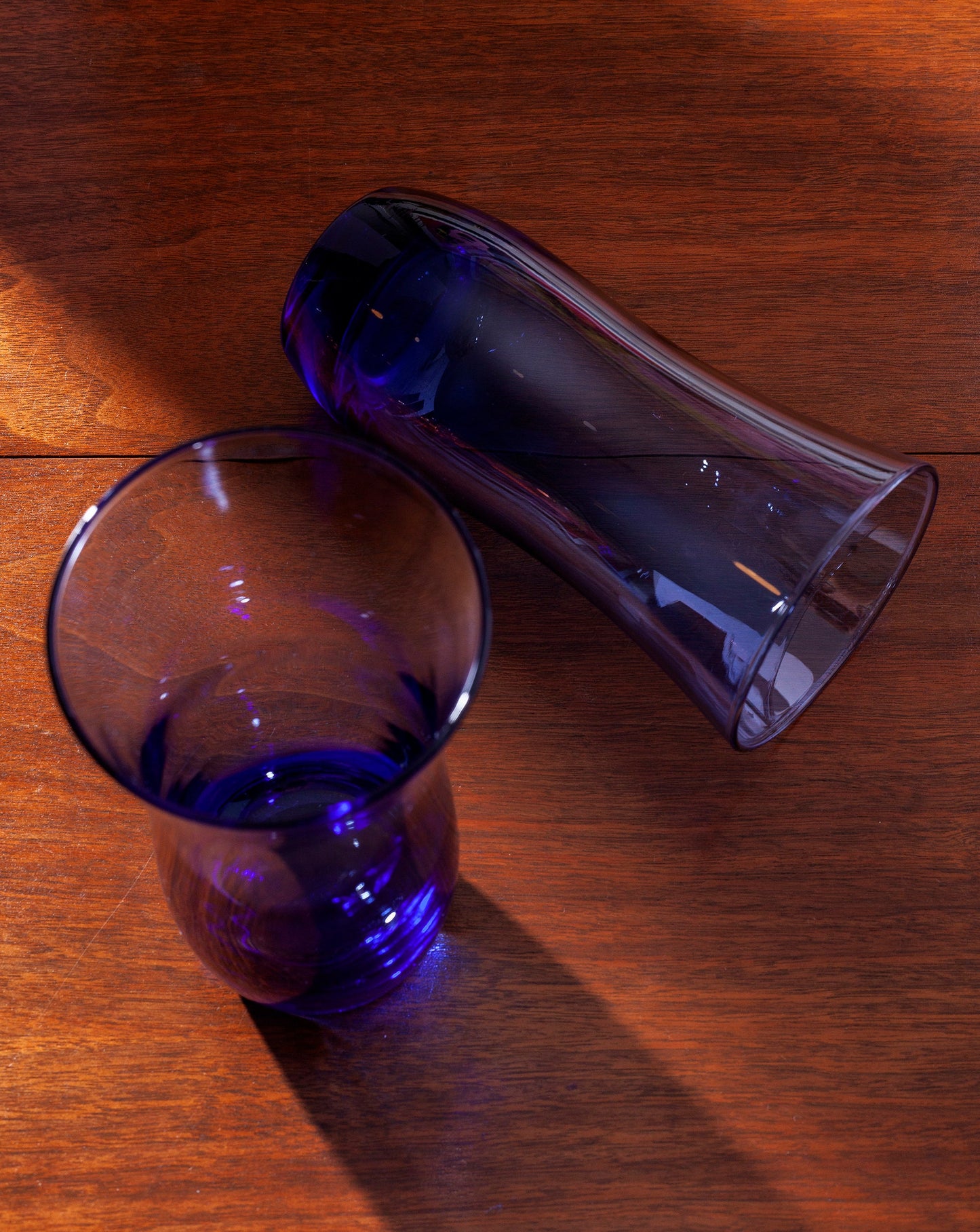 Vintage Libbey Glass Co. Blue Flat Tumblers (Set of 2)