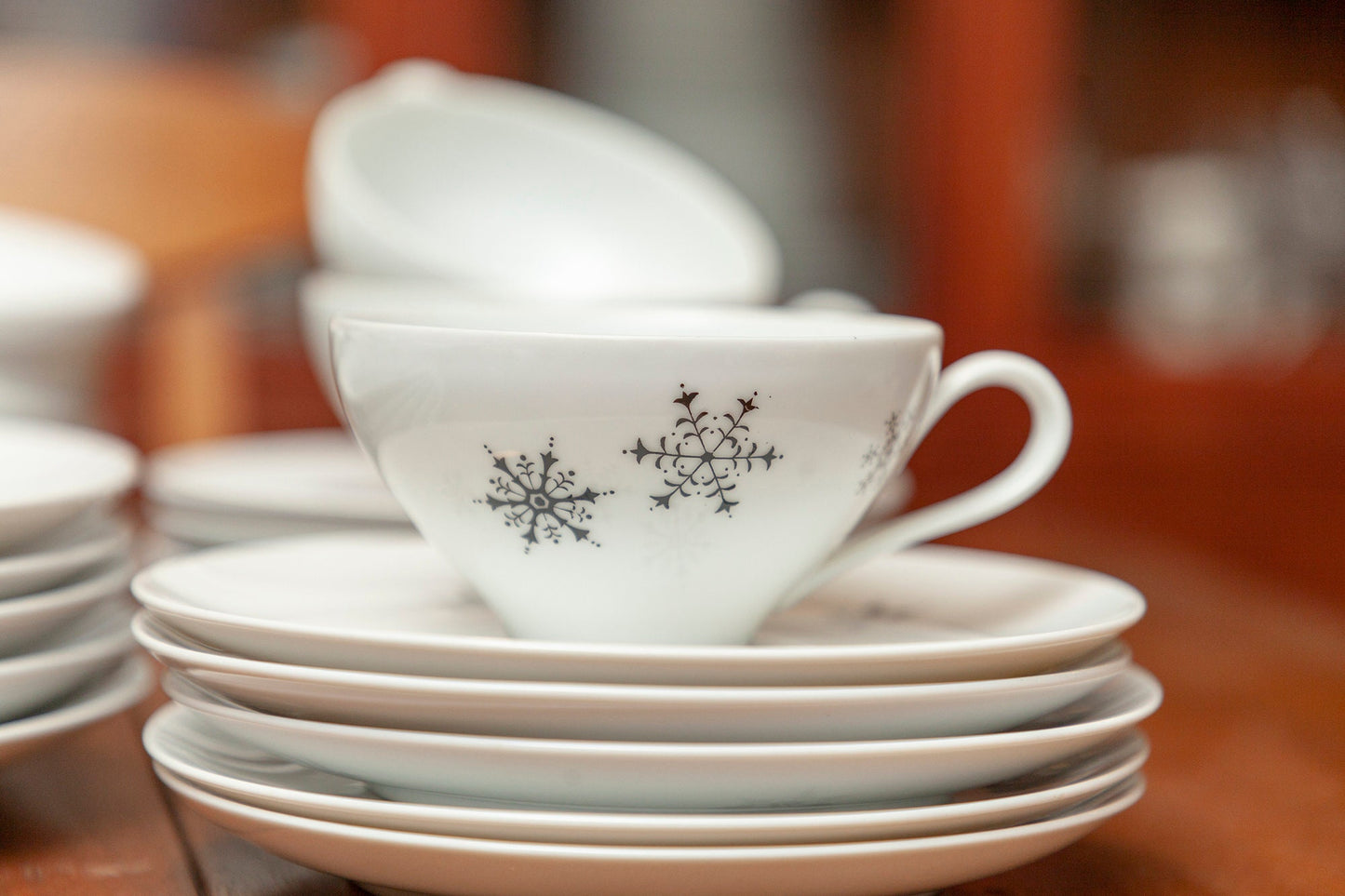 Rare Mid Century Modern ACI Fine China Set - "Fantasy" - Service for 5, plus Sugar, Creamer, Soup Bowls and Fruit/Dessert Bowls