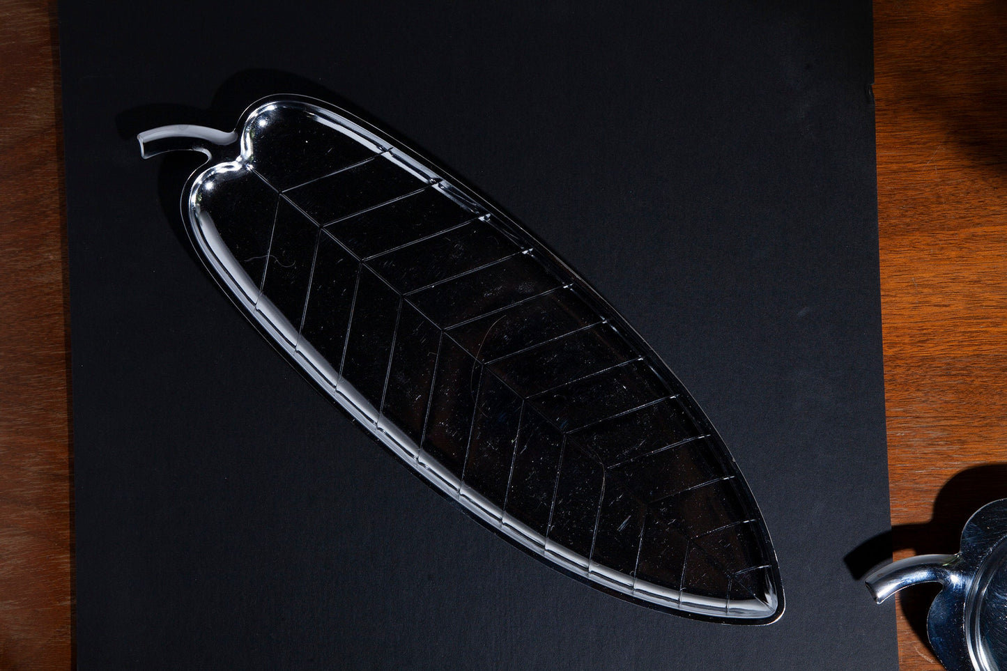 Vintage Mid Century Modern Silver-plated Banana Leaf 12" Serving Tray