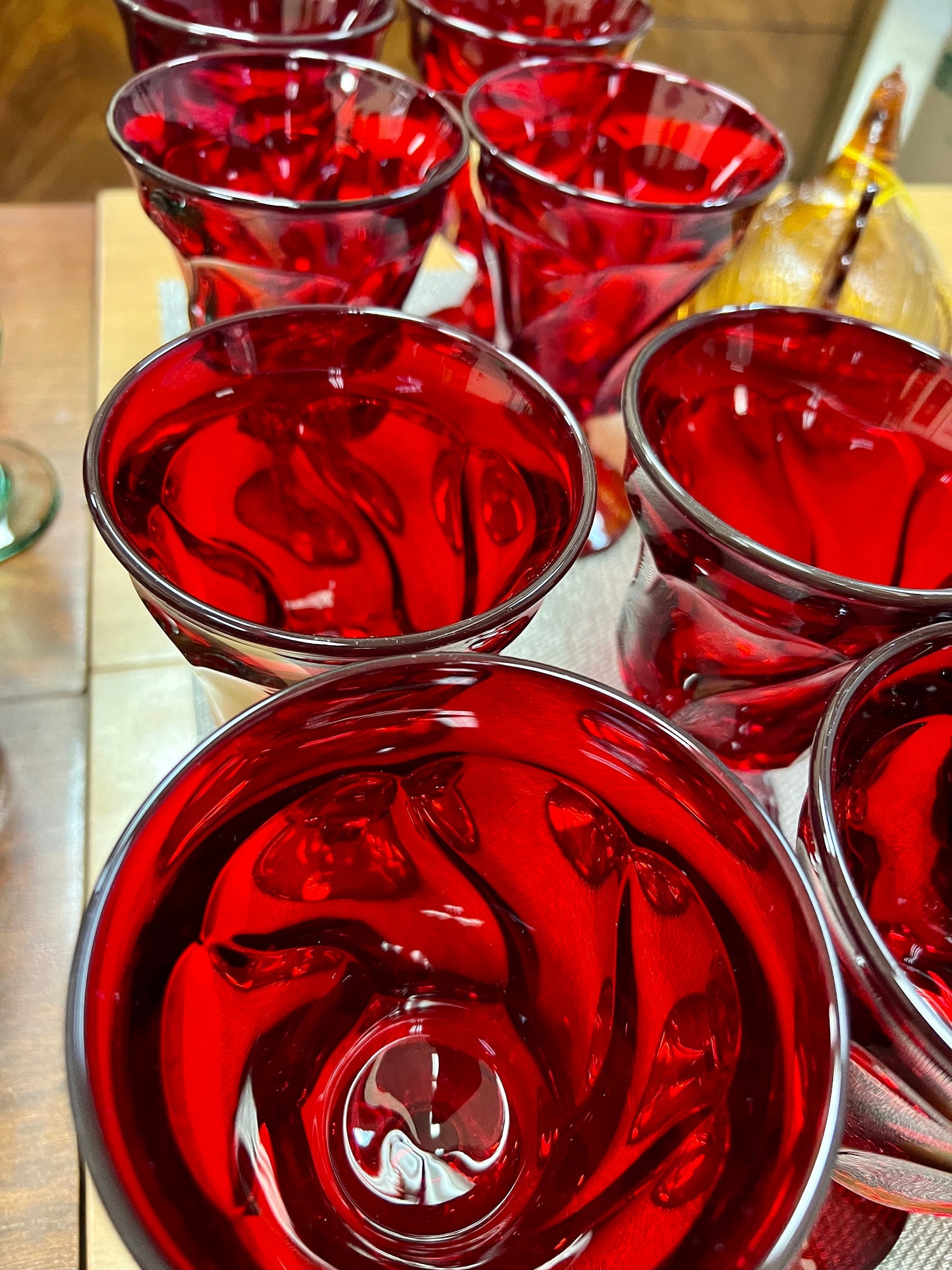 Vintage Fostoria Jamestown Ruby Water Goblets (Set of 4)