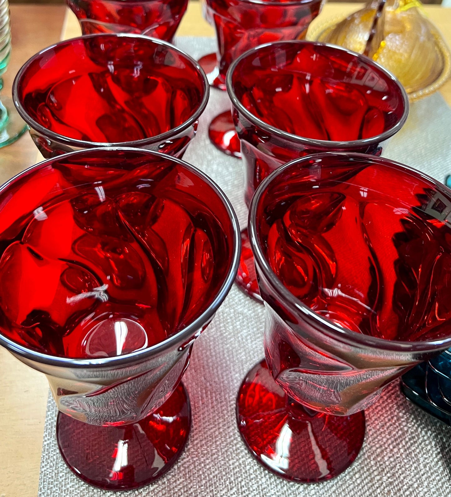 Vintage Fostoria Jamestown Ruby Water Goblets (Set of 4)