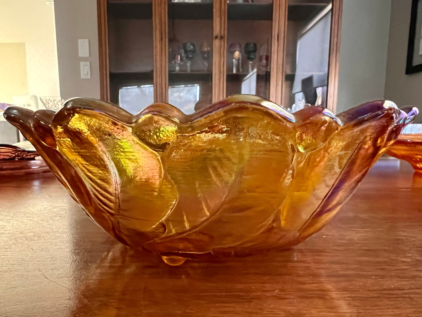 Vintage Indiana Glass Co. Wild Rose Marigold Carnival Glass Bowl