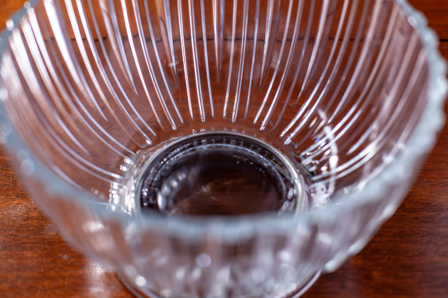 Vintage Mid Century Modern Godinger Ribbed Glass Serving Bowl