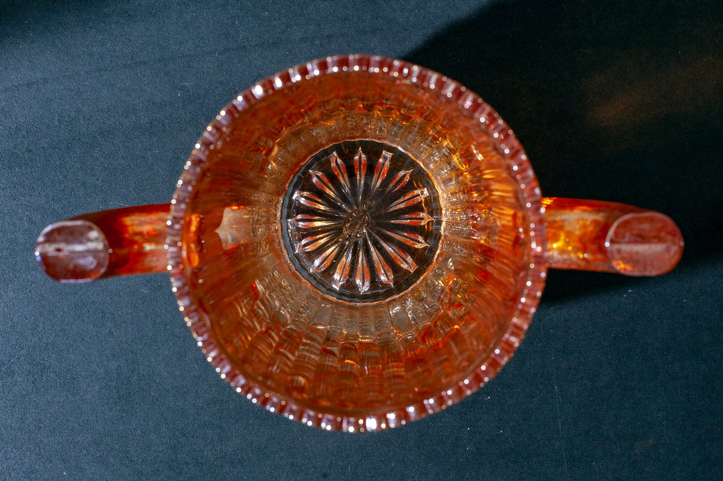 Vintage Imperial Glass Carnival Glass Marigold Sugar Bowl