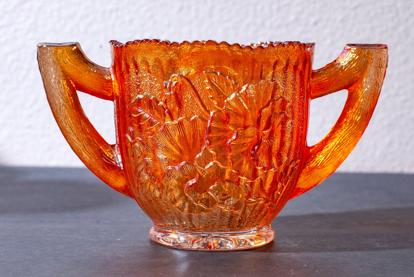 Vintage Imperial Glass Carnival Glass Marigold Sugar Bowl