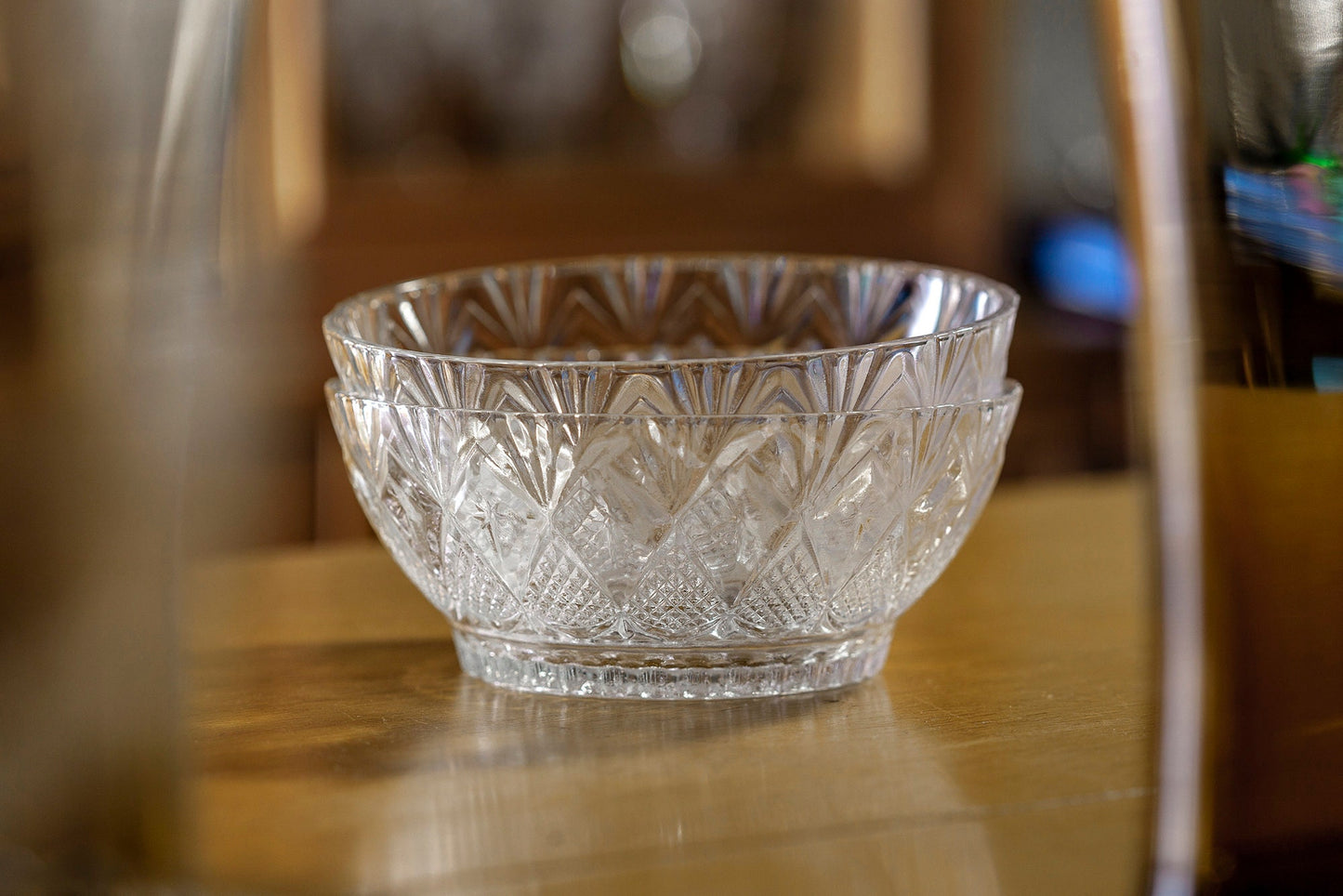 Vintage Glass Bowls Pineapple and Stars Pattern (Set of 2)