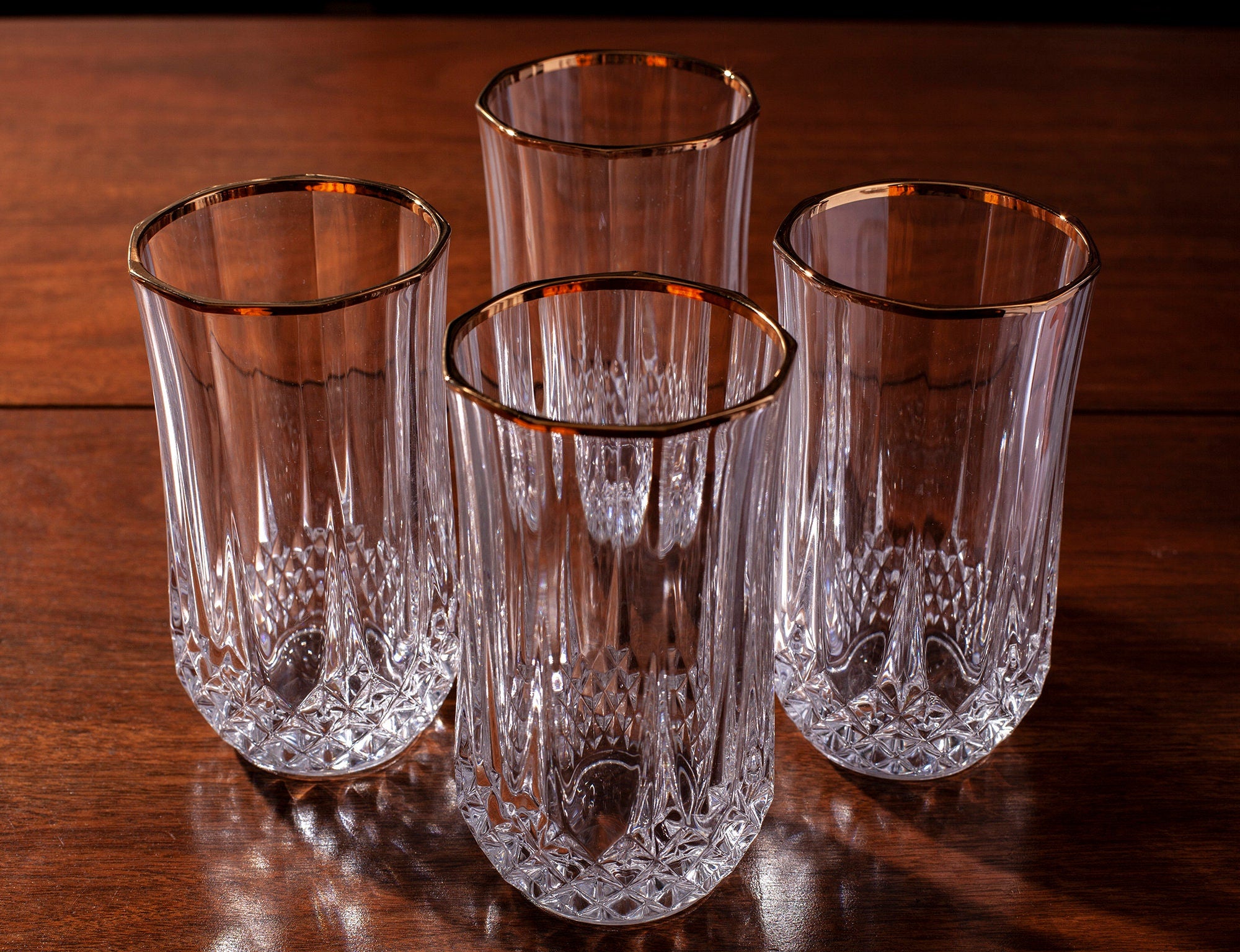 6 Vintage Cristal D'arques Longchamps Water top Tumblers Glasses Crystal Weddings MCM