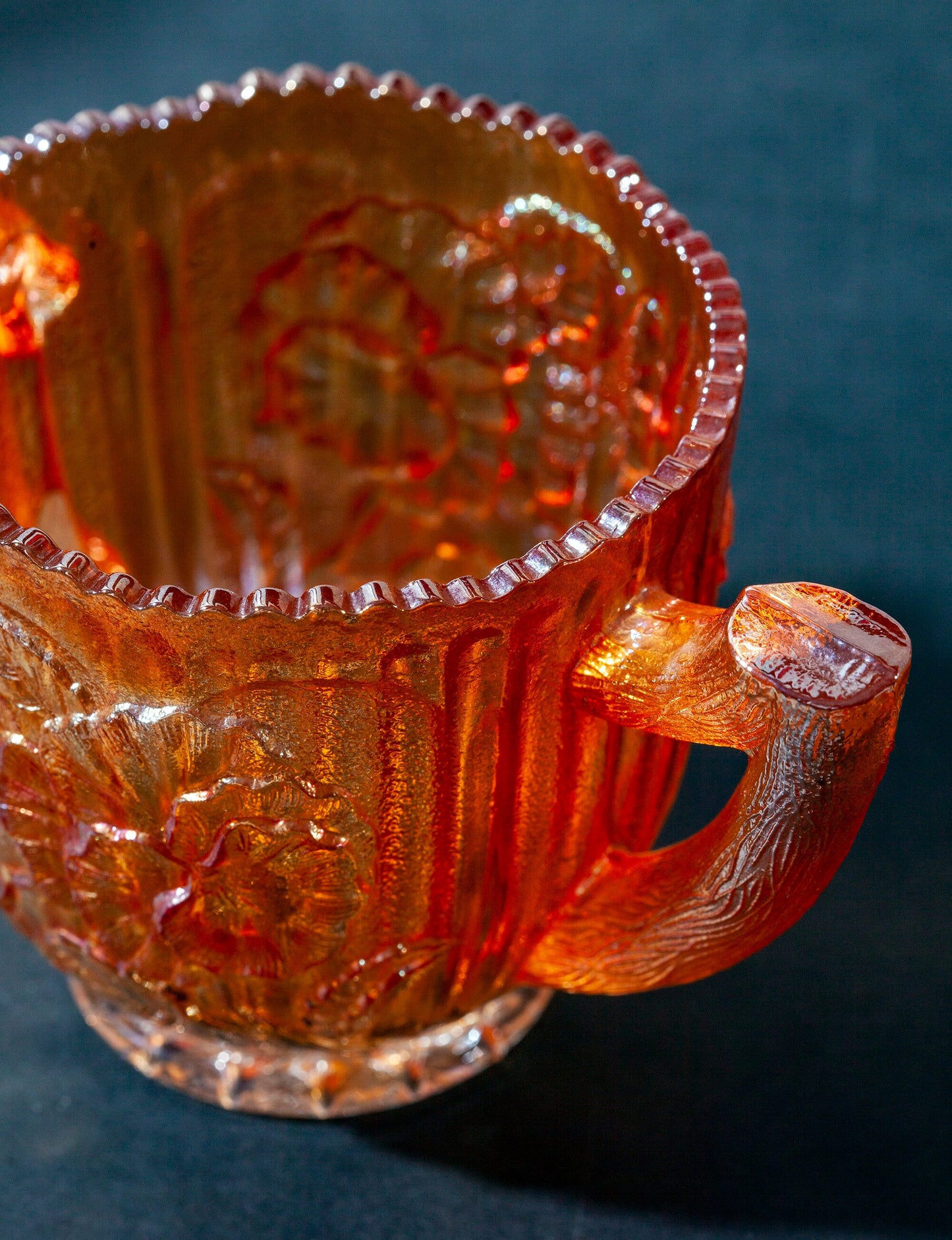 Vintage Imperial Glass Carnival Glass Marigold Sugar Bowl