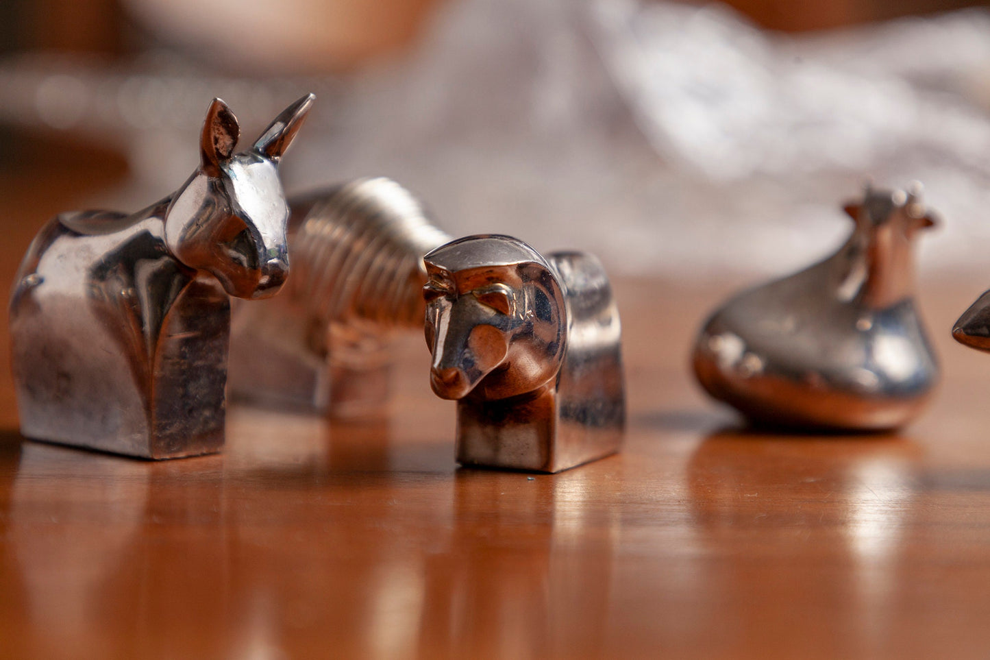 Mid Century Modern Dansk Silver-Plated Miniature Animal Figurines by Gunnar Cyren - Lion, Polar Bear, Bison, Donkey, Cow (Sold Separately)