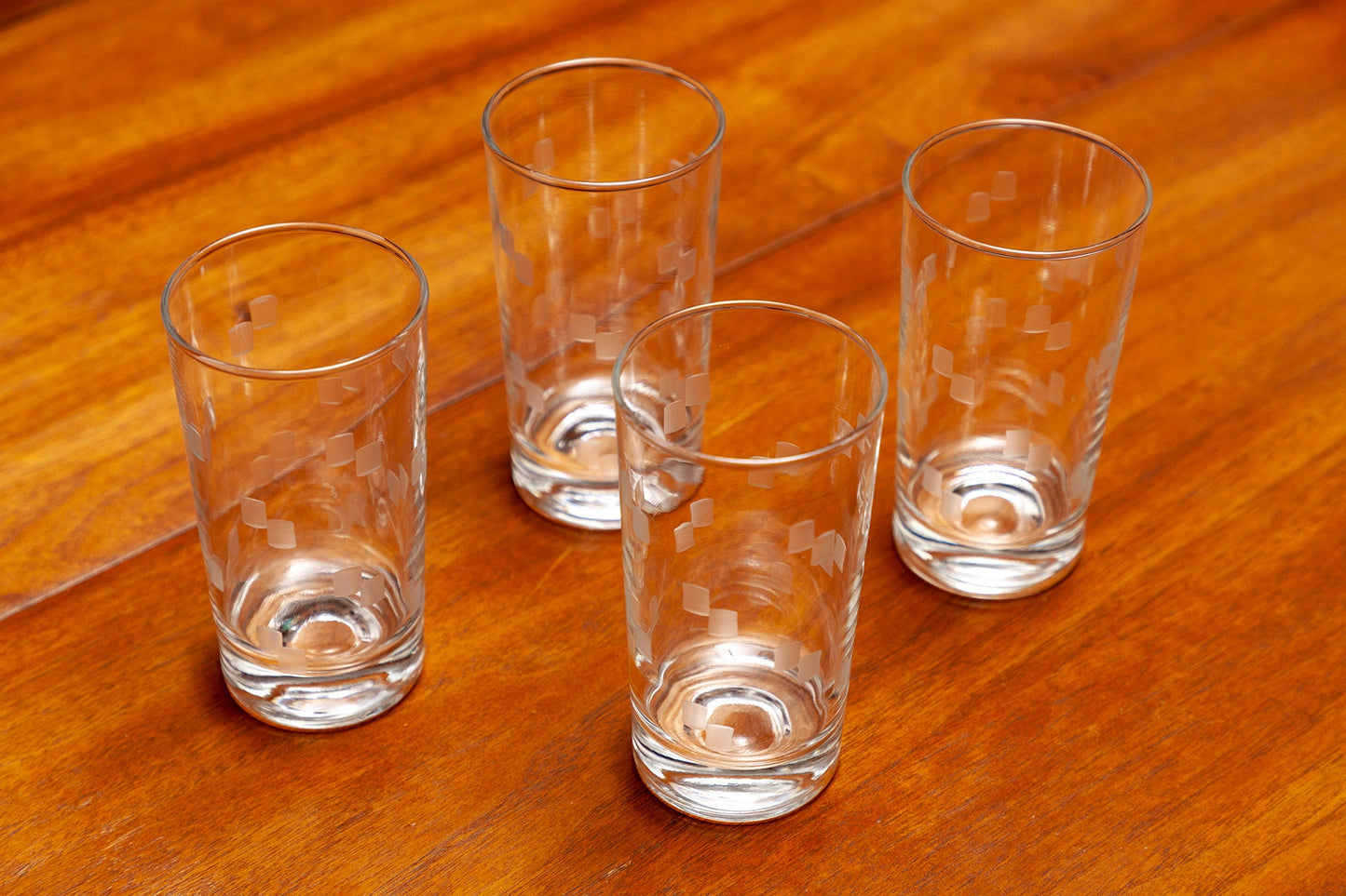 Vintage Mid Century Modern Cubist by Anchor Hocking Flat Tumblers (Set of 4)