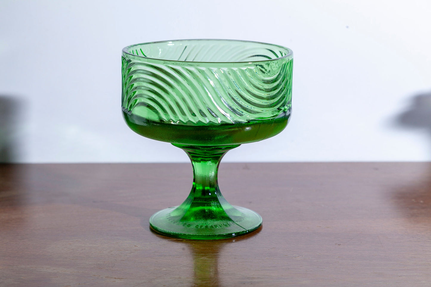 Vintage E.O. Brody Green Glass Pedestal Compote Bowl