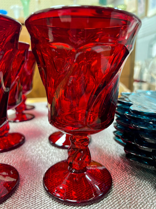 Vintage Fostoria Jamestown Ruby Water Goblets (Set of 4)