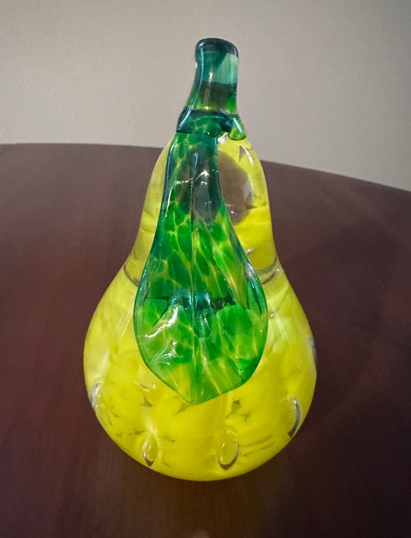 Vintage Art Glass Joe Rice Stamped Pear Paperweight